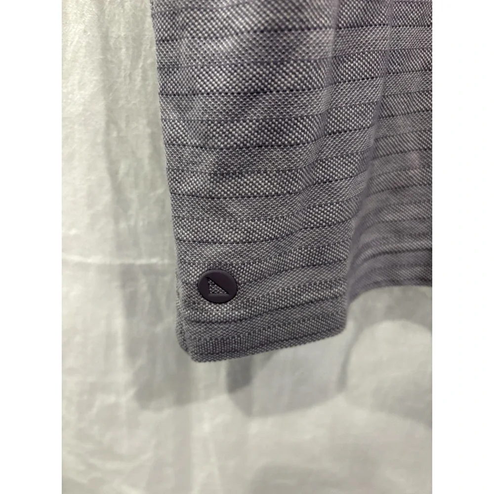UNTUCKit Lucca Polo Shirt Men's Medium Purple Striped Short Sleeve Cotton Blend